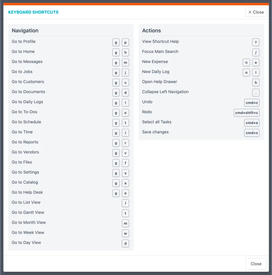 JobTread Shortcut List in To-Dos
