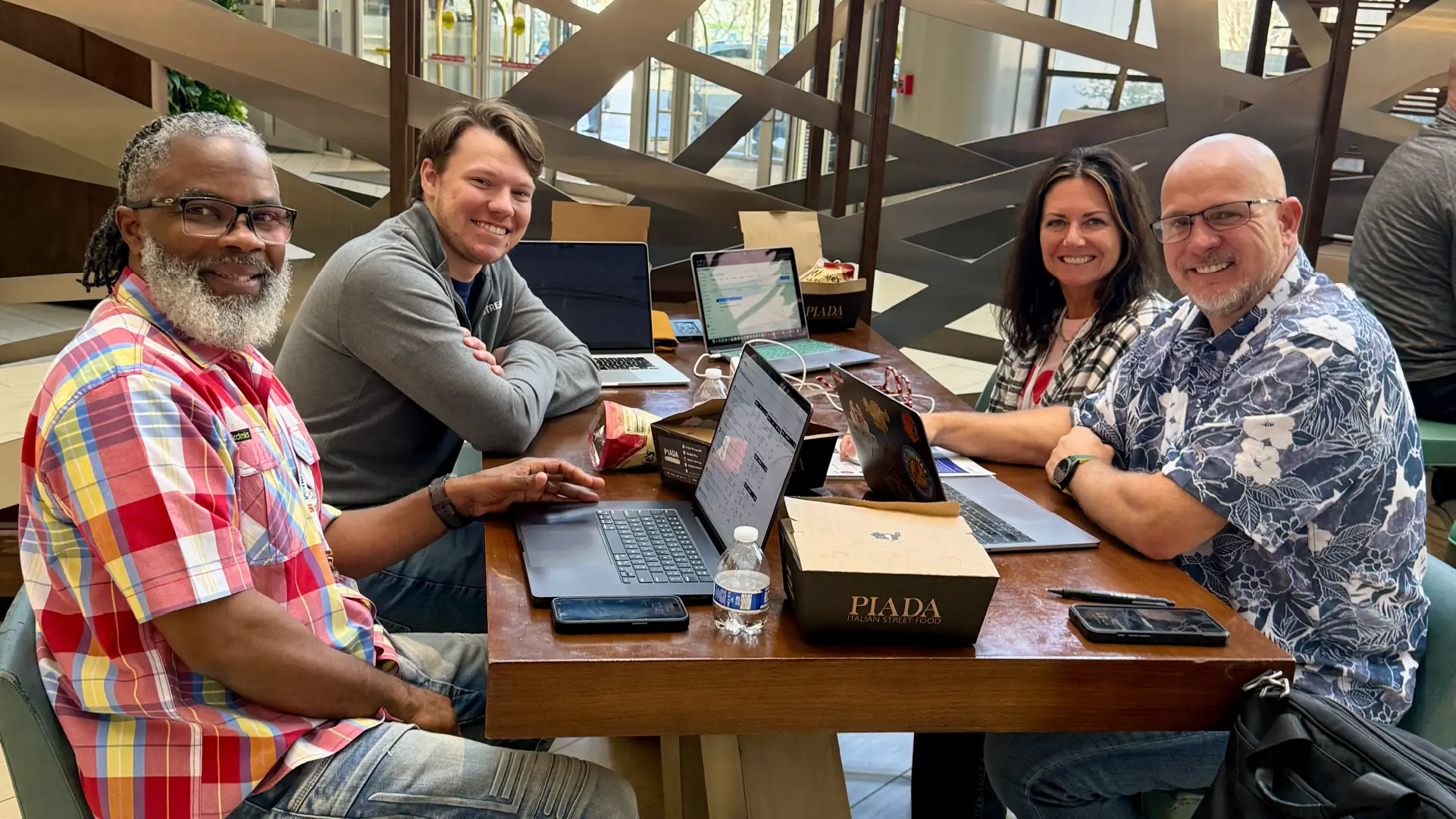 jobtread beginner bootcamp attendees have lunch with customer success manager