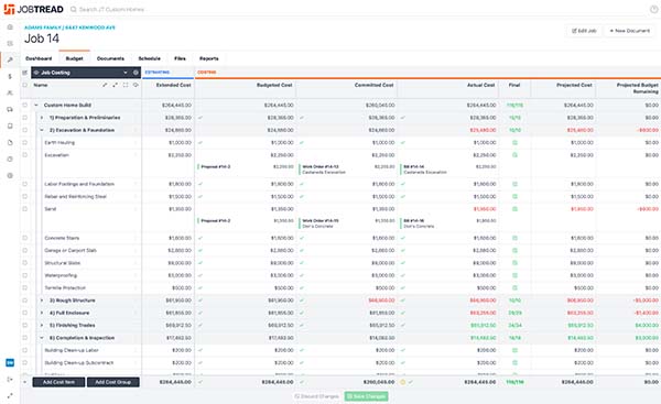 Construction Budget - Job Costing View