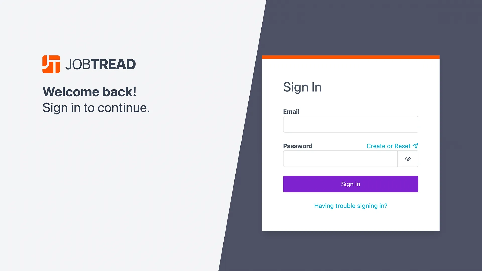 JobTread Login Screenshot