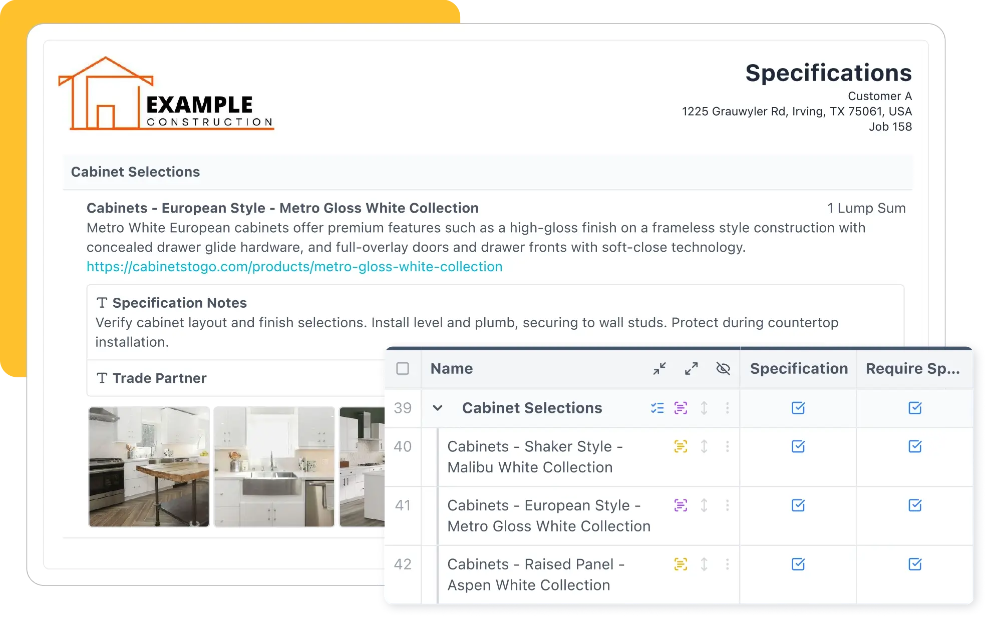 JobTread Specifications